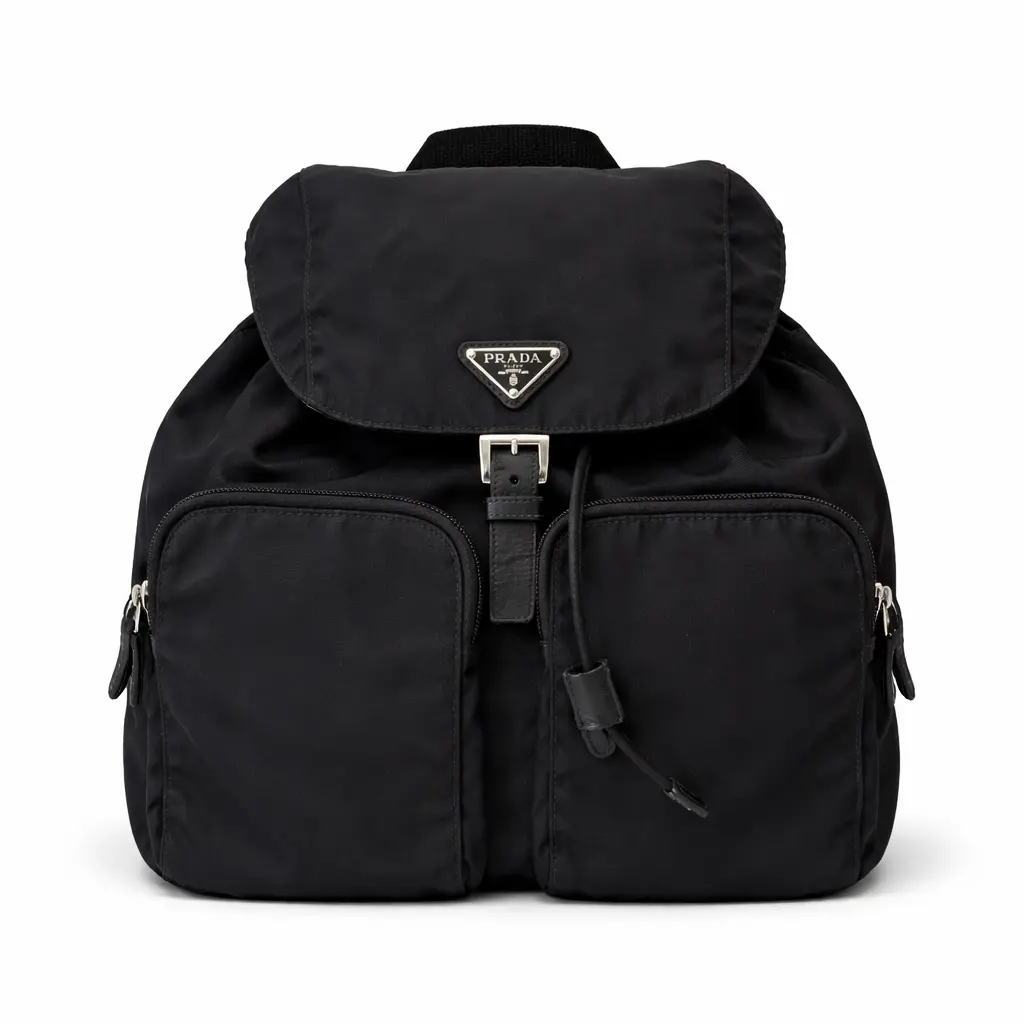 Pre-owned PRADA Nylon & Saffiano Leather Backpacks BJ1109904055 Re Black Backpack