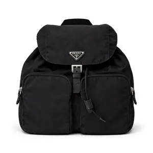 Pre-owned PRADA Nylon & Saffiano Leather Backpacks BJ1109904055 Re Black Backpack