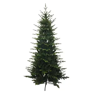 Artificial Christmas Tree, 7.5ft Premium Hinged Design with Warm White and Colorful Lights, 8 Adjustable Lighting Modes, Skinny Christmas Tree, Elegant Holiday Decorations, Easy to Assemble, Metal Base