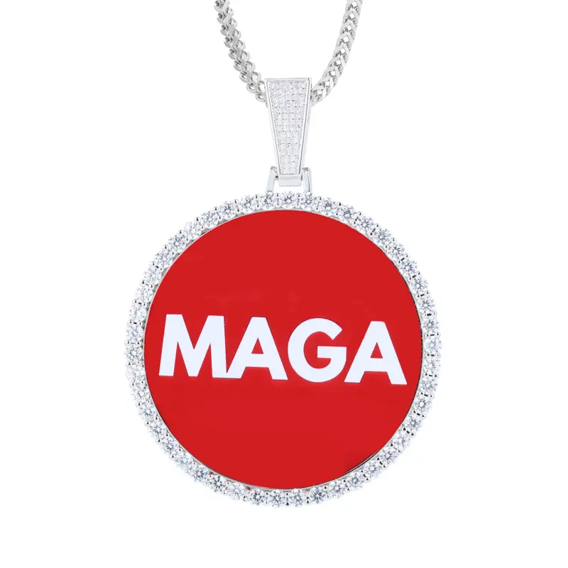 【#CZP435】Pendant Necklace Round Pendant Women's Men's Hip Hop Jewelry Gifts