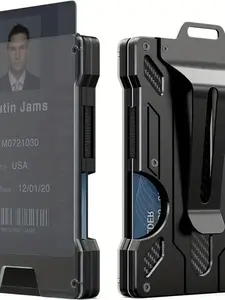 New Work ID Card Holder Transparent Rfid Anti-Theft Aluminum Alloy Money Clip Card Case, Secure and Durable Office Accessory