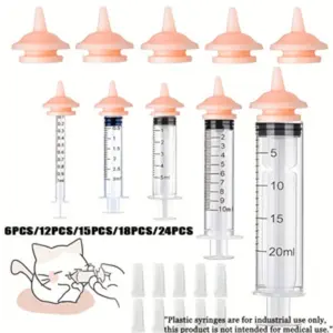 Pet Feeding Nipple Set for Kittens and Puppies, Small Animal Pet and Wildlife Feeding Nipples, Essential Pet Supplies