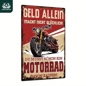 1pc Putuo Decor Vintage German Metal Tin Sign "Geld Allein" - Classic Motorcycle Wall Art, Rustic Home & Garage Decor, 7.8 x 11.8 Inches, Easy-to-Hang, Motorcycle Decor Christmas decorations
