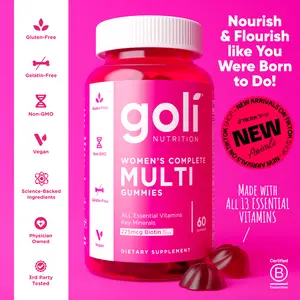 1 Bottle of Women's Complete Multi Gummies. Gluten-Free, Vegan, Non-GMO, and Gelatin-Free. 1 Bottle of Women's Complete Multi Gummies. Gluten-Free, Vegan, Non-GMO, and Gelatin-Free.