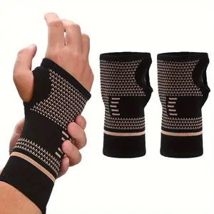 Copper Wrist Compression Sleeve, Elastic Wrist Support Brace, Breathable Wrist Guard for Sports, Fitness, Exercise, Typing