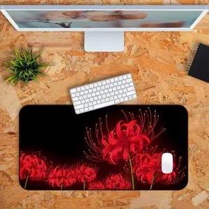 Red Spider Lily Flower Anime Mouse Pad, Keyboard Mat, Anime Lily Flower Manga Kawaii Desk Mat, Floral Dark Cottagecore Playmat For Computer Accessories, Gift For Gamers