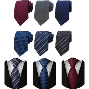 Christmas Gift Classic Ties for Men Jacquard Woven Silk 6 Unique Patterns Formal Business Polyester Hand Tied Ties for Grooms Weddings Work Daily Wear Premium Material Standard Size 146cm