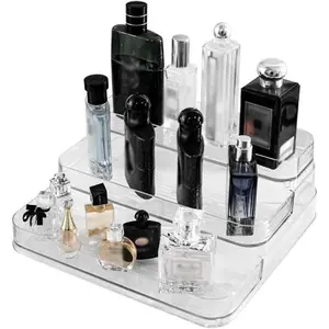 3 Tier Acrylic, Clear Perfume Organizer Stand, 10Inch Cupcake Stand Holder, Dessert Table Display Shelf, Skin Care Organizer Collectibles Display Stand for Decoration and Organizer