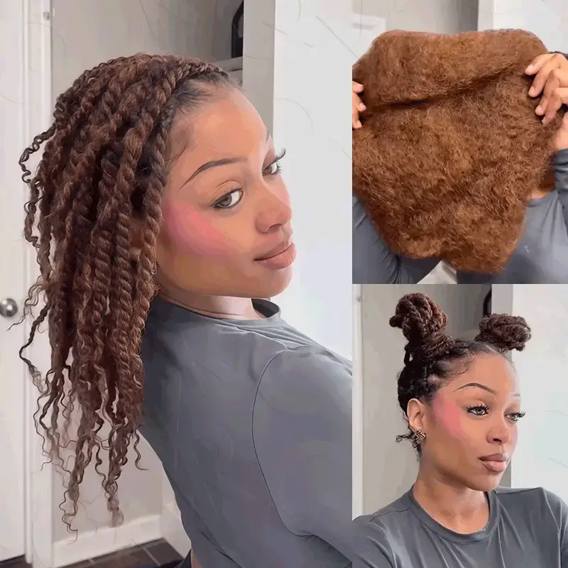 QVR Mixed Color #4/30 Afro Kinky Bulk Highlights #27/30 Human Hair, Human Hair Extension, Highlighted Hair Bundles