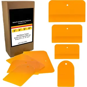 Custom Shop 4, 5, & 6 Inch Plastic Body Filler Spreader Tools (24 Pack) for Automotive Body Fillers, Putties, Glazes, Epoxy Resin, Caulk, Glues - Plastic Spreader Tool Variety Pack
