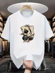 Men's Fashion T-Shirt - Printed with Perfect Combination of Poker Cards and Dice Design