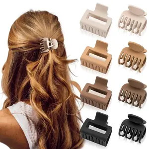 8PCS edium Claw Hair Clips for Women  Matte 2" Rectangle & 1.6" Double Row Teeth Small Hair Claw Clips for Thin/Medium Fine Hair