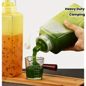 2-Pack Large Squashable Sauce Bottles with Non-Spill Squasher Lid - Heavy-Duty Plastic Leakproof Dispenser for Ketchup, Jam, Salad Dressing - Hand Wash Only, Multi-Spec Suitable for, Picnic, Camping, Office Use