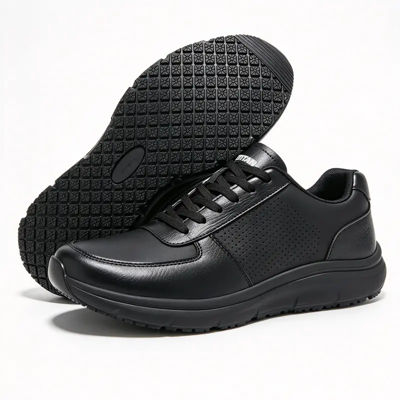 ARCTITAN Men's & Women's Slip-On Waterproof Leather Work Footwear - Non-Slip, Lightweight, Breathable, Comfortable Durable Work & Safety Footwear with Memory Foam, Shock-Soft EVA, Shock-Absorption for Restaurant Food Service, All Seasons Walking Shoes