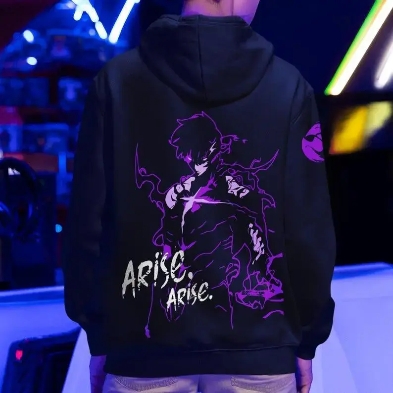 Solo Leveling Hoodie Sung Jinwoo Figure Shadow Monarch Sweatshirt Ahjin Guild Solo Leveling Sung Jinwoo Figure Hoodie Classic Cotton