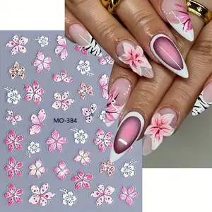 2pcs Lily Five-Petal Nail Stickers, Elegant Floral Design, Wedding Party Daily Use, Beauty Salon Home Nail Decor, DIY Nail Accessories, Flower Design Nails