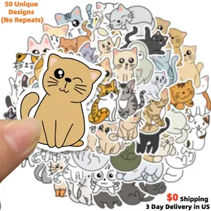 60PCS Random Cute drawing Cat Stickers Sets - Multiple Styles Kawaii Kitten Meme Vinyl Waterproof Decals for Kindle, Laptop, Hydro Flask, Phone Case - Cat Art Gifts for Cat Lovers  - High Quality Assorted Animal Sticker Pack