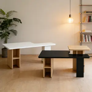 Set of 2 Nesting Coffee TablesFarmhouse,RectangularWoodFinishCoffeeTableSetforLivingRoom,SmallSofaSideTable,SpaceSaving,MultipleColors(Black&White),47.2"Wide,99lbsCap