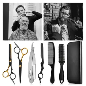 7pcs Professional Hair Clipper Set, Right-Handed Thinning Shears for Men & Women, Ideal for Salon & Home Use, Unscented, All Hair Types, Hair Styling Tools
