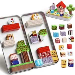 35pcs Magnetic Cubes With Box Set - Farm Theme, 3D puzzle Toys Kids Learning Toys Set, Explore unlimited imagination, Halloween Gifts for Boys and Girls, Game