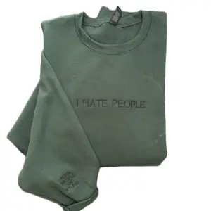 I Hate People Embroidered Sweatshirt Tops