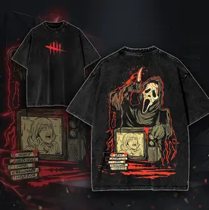 Ghost Face Dead by Daylight Horror Washed Tee – Cotton Menswear Top | Smooth Streetwear Prints for Man, Casual Classic Gaming Style