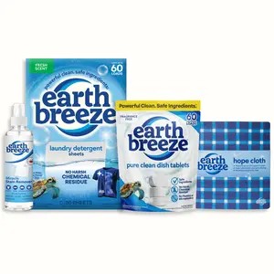 Earth Breeze Ultimate Clean Home Bundle:  Laundry Detergent Sheets, Miracle Stain Remover Spray, Dishwasher Detergent Tablets & Hope Cloth | Eco-Friendly with No Harsh Chemicals | Sustainable Cleaning Kit