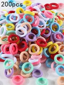 200pcs Mixed Color Girl Hair Ties, High Elasticity Ponytail Holders, Small, Blue, Candy Colors, Y2K Mini Scrunchies, Elastic Hair Accessory