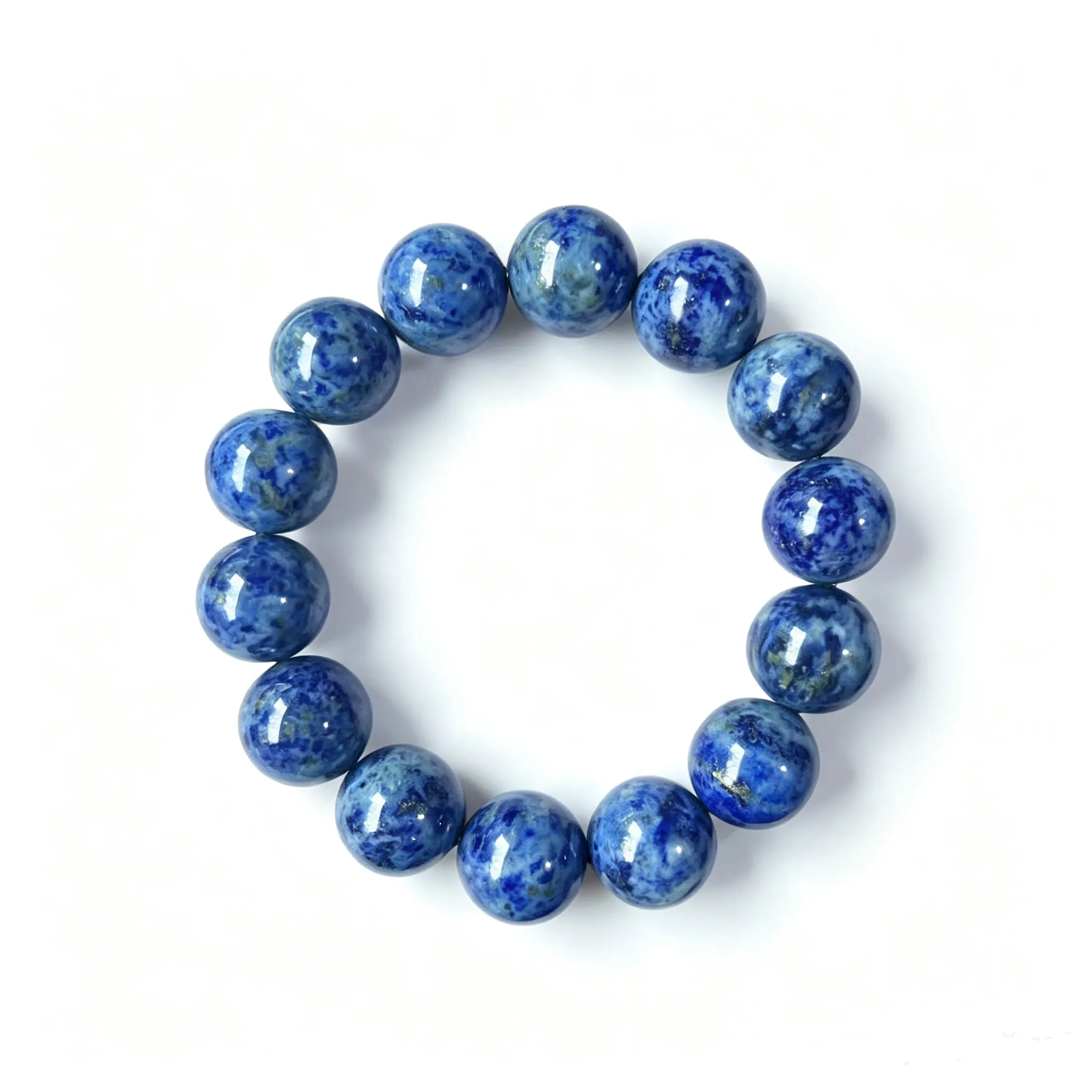 Natural 16mm Lapis Lazuli Round Beaded Bracelet, Royal Blue Speckled Crystal Bracelet, Unisex Wrist Bracelet Fit Wrist 17-18cm Daily Fashion Healing Stone Jewelry Gift