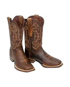 REPARO TX Men’s Crazy Ocre Western Boots Whit Brown Top Rubber Sole