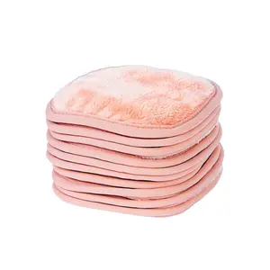 Reusable Makeup Remover Cloths, Soft Microfiber Face Towels for All Skin Types, Chemical-Free, Protective, Machine Washable, Gentle & Effective Facial Cleansing, 5"x5", Coral, 10-Pack