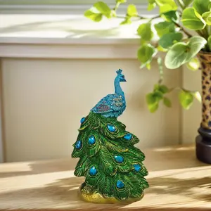 Luxury Rhinestone Peacock Resin Ornament, Vintage, Living Room Decor, Home Office Decoration, Feng Shui Lucky Gift, Unique High-End Home Decoration, Desk Ornaments