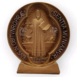 Medalla San Benito Abad 6" Inches Tall 251320-6 For Desk Gold Color Patron Saint Benedict Brand New Religious Decor Medal