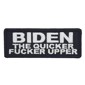 MiltacUSA Biden The Quicker Fckr Upper Embroidered Patch [Iron On Sew On] 3.5" X 1.5" for Jackets, Backpacks
