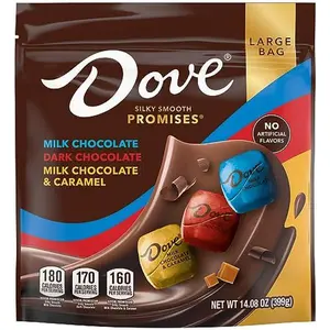 DOVE PROMISES Milk Chocolate, Dark Chocolate, and Milk Chocolate & Caramel Variety Assortment, 14.08 Oz Large Bag