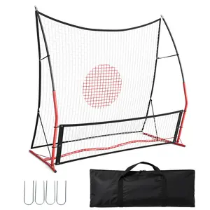 ‌2-In-1 Soccer Rebounder Net Combo, Dual Size Training Rebounder with Carry Bag & Stakes, Portable  Soccer Practice Equipment for Backyard, Solo Drills, Passing & Practice