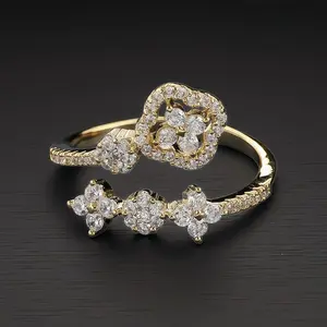 Statement Decorative Copper Alloy Ring - Stylish, Lightweight, Cubic Zirconia-Adorned, Refined Open Geometric Design, Ideal Gift for Weddings, Anniversaries, Statement Decorative Rings