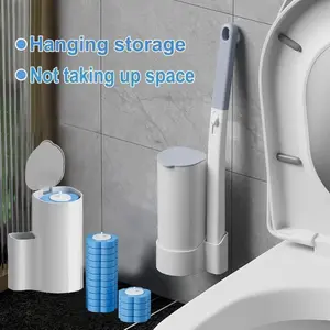 Disposable Toilet Brush and Holder Set,Extended Handle with 48 Cleaner Refills Toilet Brush for Toilet Bowl Cleaners,Bathroom Cleaning, Bathtub - Blue (Ocean Fresh Scent)