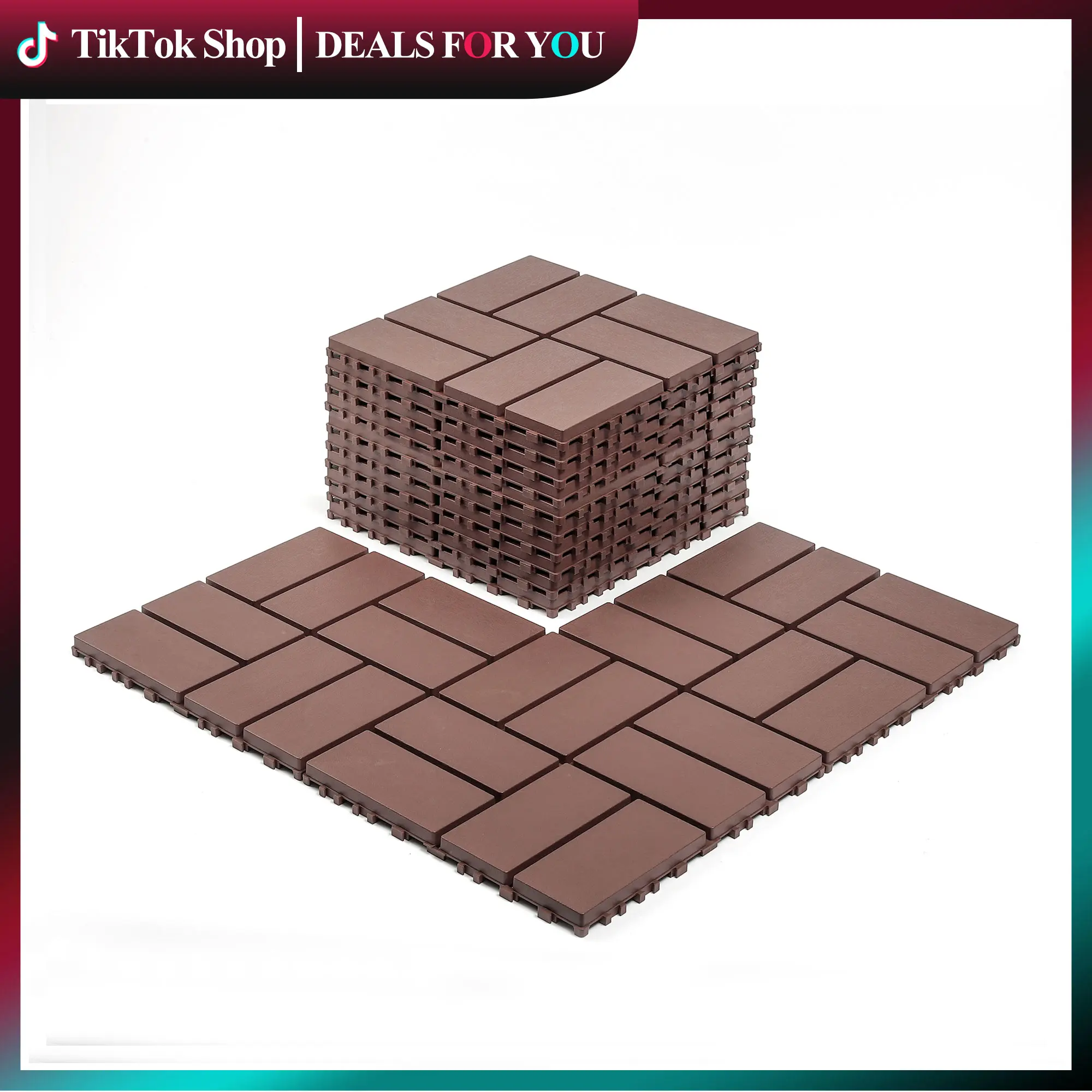 ZUGELAN 44 Pcs Interlocking Patio Deck Tiles - 12"x12" Durable PVC Construction, Quick & Easy Installation, Easy Cleaning, Indoor-Outdoor Flooring for Porch, Poolside
