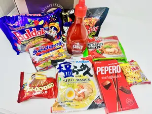 Asian Ramen Variety Pack with Sabzu Sriracha Chili Sauce and Snacks 12 Pack Instant Food