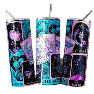 Tarot Card Tumbler, Sublimation Gift, Witchy, Spiritual 20 oz Stainless Steel Tumbler/Cup