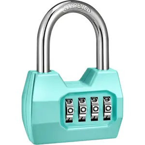 1 Pack 4-Digit Combination Lock, Waterproof Outdoor Padlock for School Gym Locker, Fence, Gate, Shed, Storage Unit (Turquoise)