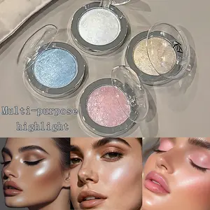 Single Color Pearl Highlighter Cream, Shimmer Creamy, Multi-Purpose Face & Body Brightener, Waterproof Sweatproof Long-Lasting, All Skin Types, Party Use