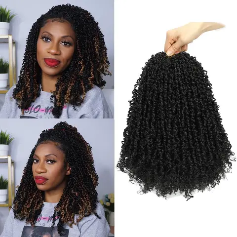 Youngther Yanky twist crochet hair 12 Inch 6Packs (40 Strands/Pack), Natural Black Pre-Twisted Fluffy Yankee Twist curly crochet hair for black women hair