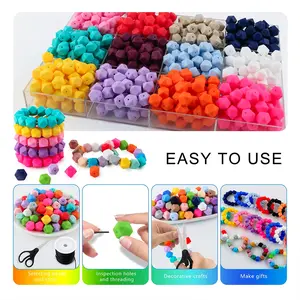30pcs 17mm Silicone Polygonal Beads,Silicone Hexagon Beads, Assorted Colors, Beads Charms Accessories, Suitable for DIY Projects like Phone Straps, Necklaces, and Beaded Pens.
