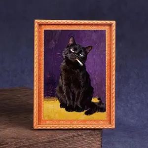1pc Black Smoking Cat Fridge Magnet, Classic Smoking Cat Design, Durable Wooden Fridge Magnet, Cute Kitchen Fridge Magnet, Refrigerator Decorating Magnet, Perfect for Home and Office Decoration