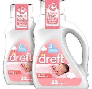 Dreft Newborn Baby Liquid Laundry Detergent, Gentle on Sensitive Skin, HE Compatible, 2 pack, 32 loads each
