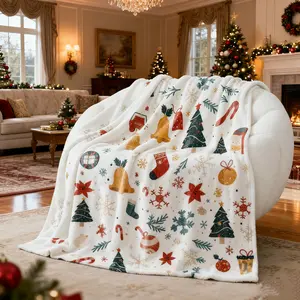 Christmas Blanket 30x40 inches, Soft Reversible Cozy Throw Blanket for Couch, Sofa and Bed