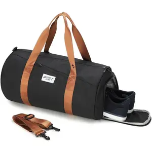 BE SMART Waterproof Mens Gym Bag with Shoe Compartment, Sports Gym Duffle Bag with Adjustable Strap for Men Women, Lightweight Large Sport Duffel Bag for Travel, Sports, Workout(Black/Brown)