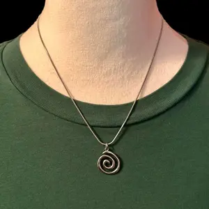 Swirl Spiral Vortex Pendant Necklace for Women and Men Unisex Snake Chain Silver Goth Grunge Aesthetic Punk